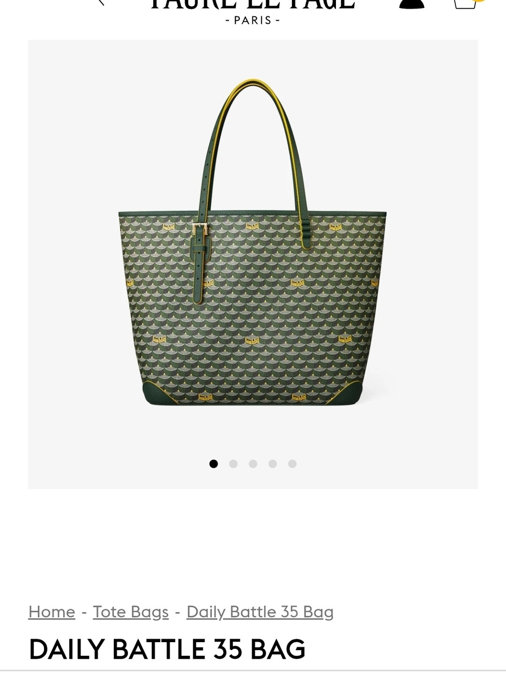 Daily Battle 35 Tote Bag in Green With Yellow Border